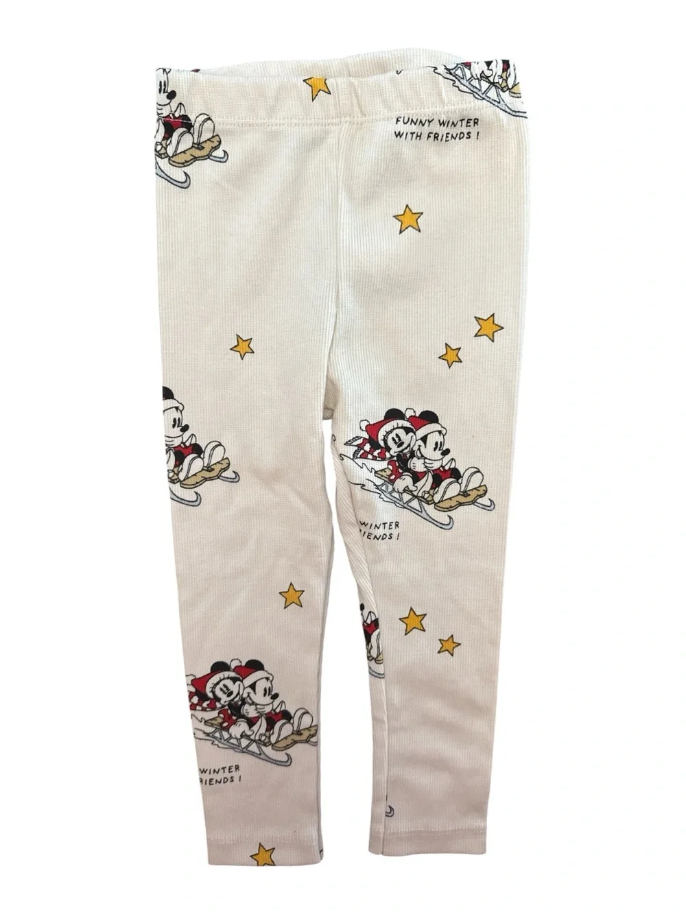 Disney Beige Mickey & Minnie Christmas Loungewear 2-PC Top & Legging Set NWT